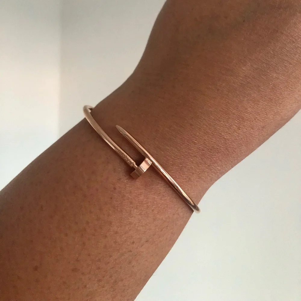 Rose Gold Small Model Nail Bracelet - Picture 5 of 9